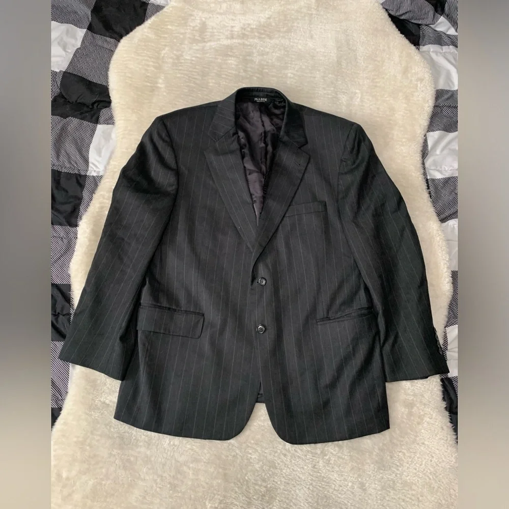 Jos A Bank Signature Collection Mens Sport Blazer Gray Striped‎ Wool Jacket 44S